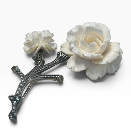 STERLING FLOWER BROOCH