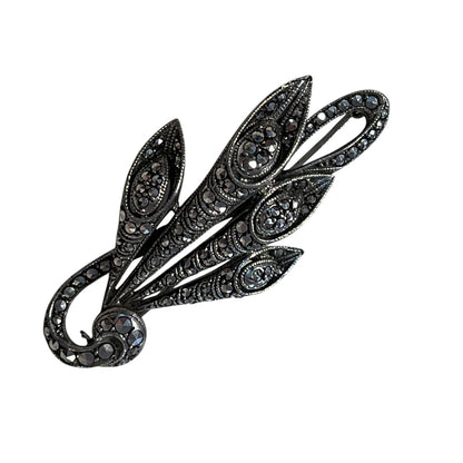 FLORAL SPRAY MARCASITE BROOCH
