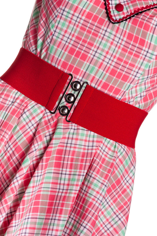 HELLBUNNY RED 3 BUCKLE ELASTIC BELT | S