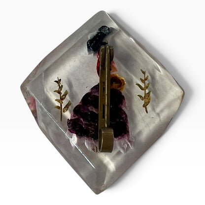 50s PURPLE LADY LUCITE BROOCH