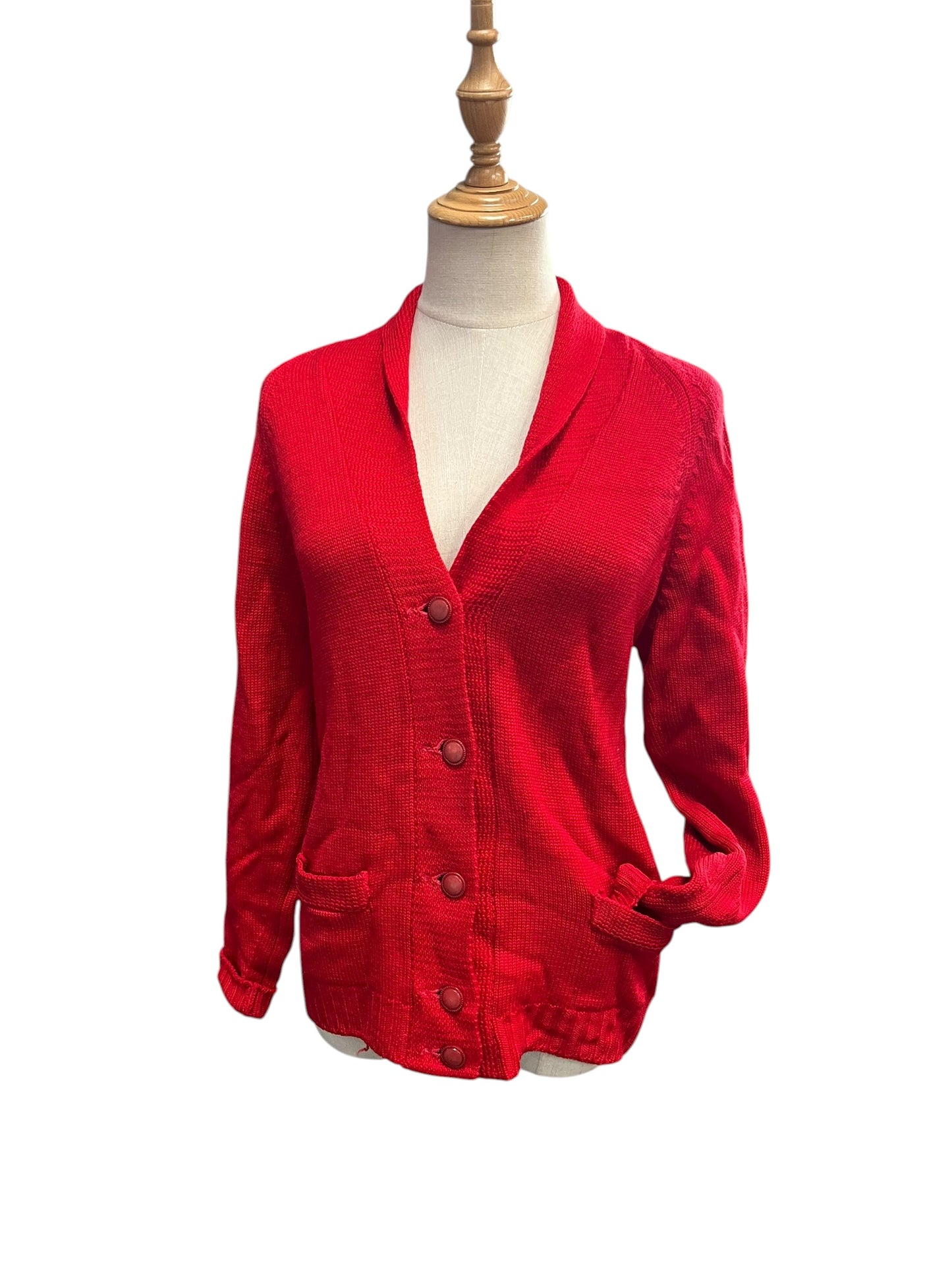 TEKAU RED WOOL CARDIGAN | 12