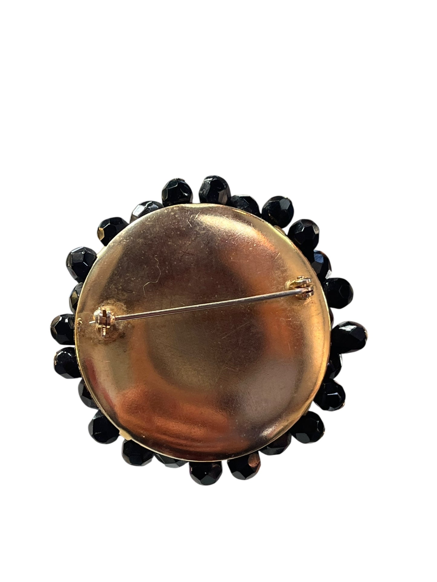 BLACK & GOLD BEADED BROOCH