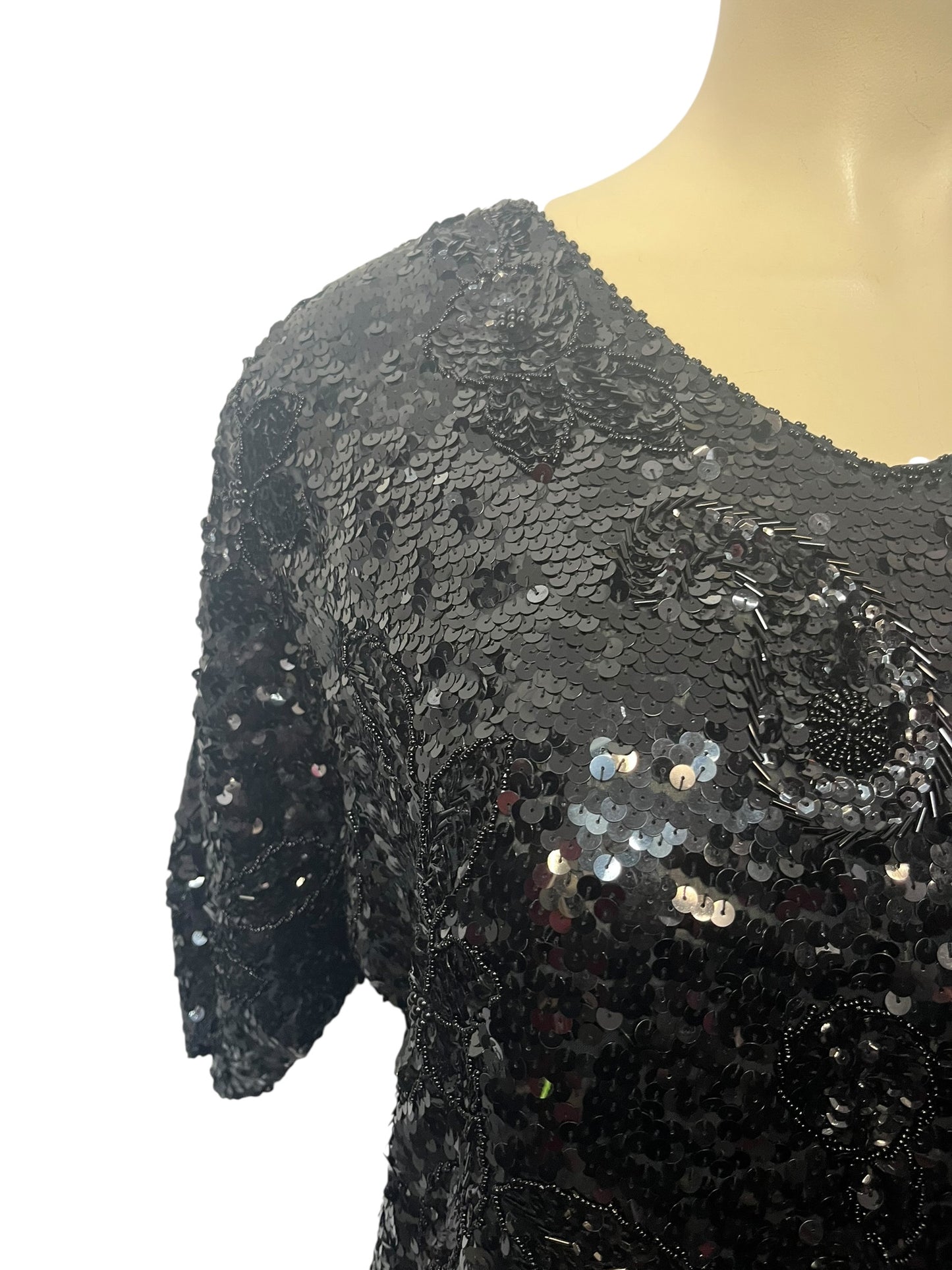 HEAVY BEAD & SEQUIN SILK TOP | 18/20