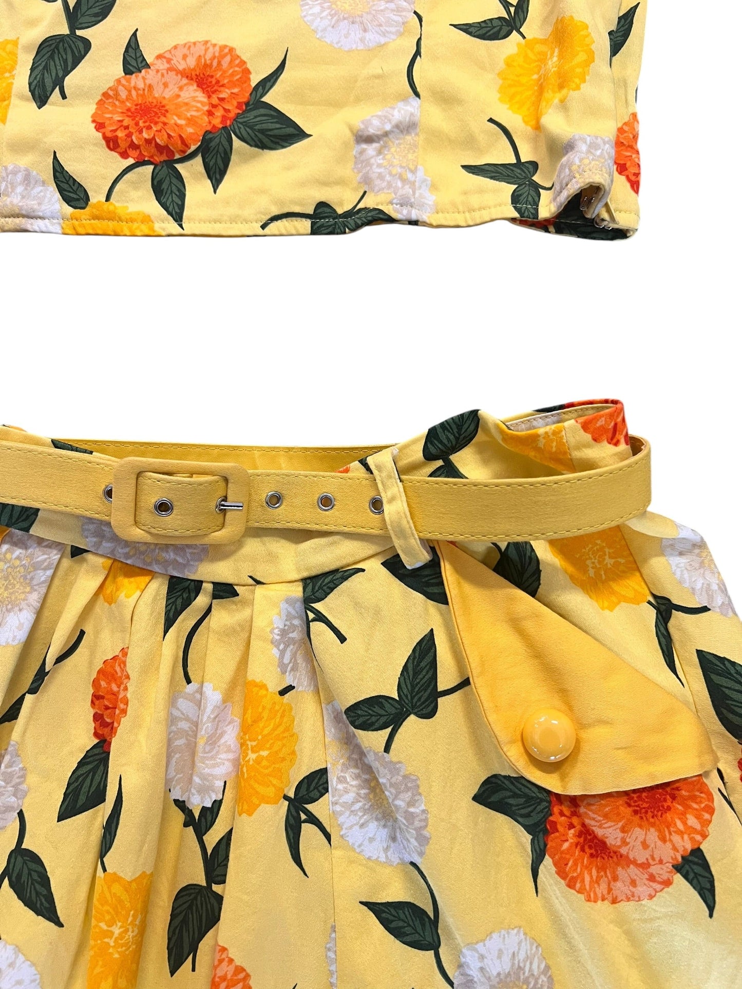 COLLECTIF YELLOW HYDRANGEA TWO PIECE DRESS | 14