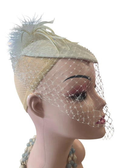 CREAM OVAL BIRDCAGE HEADPIECE