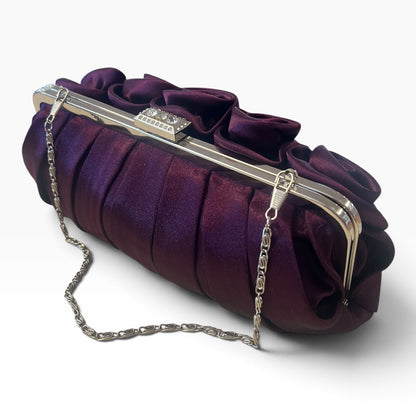 AUBERGINE ROSETTE EVENING BAG
