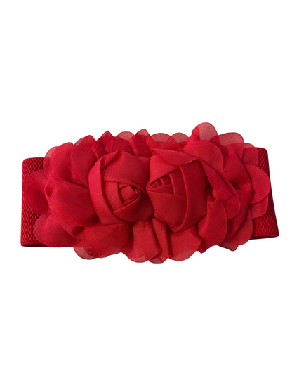 RED ROSETTE ELASTIC BELT | 66-80cm