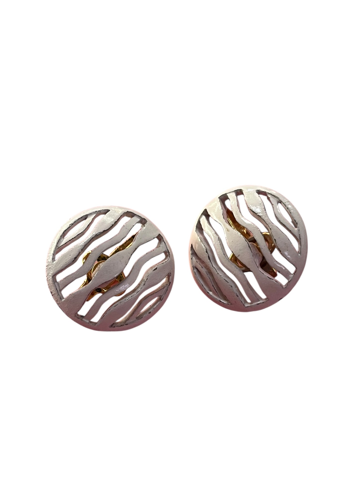 TRIFARI WHITE CLIP ONS & BRACELET