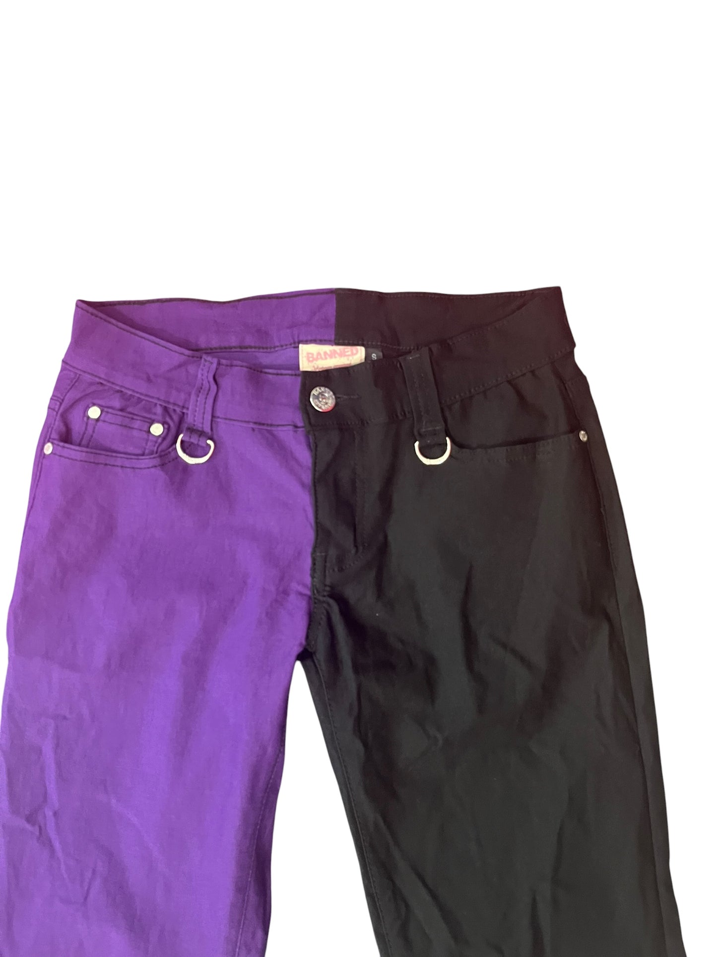 BANNED PURPLE & BLACK SKINNY PANTS | S