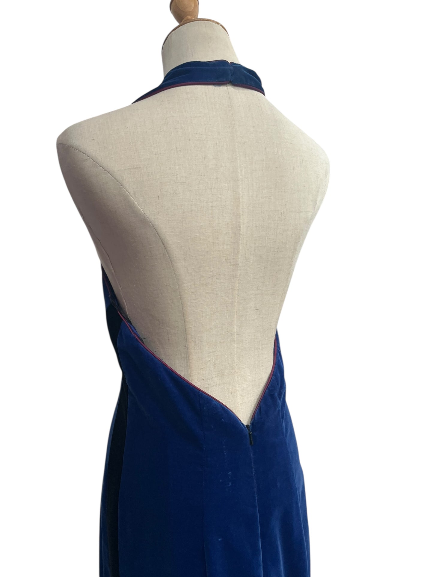 BLUE VELVET HALTER DRESS | 12