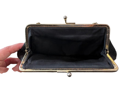 BLACK SPARKLE ART DECO BAG