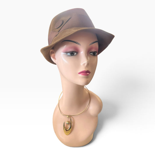 HUCKEL BROWN CLOCHE HAT