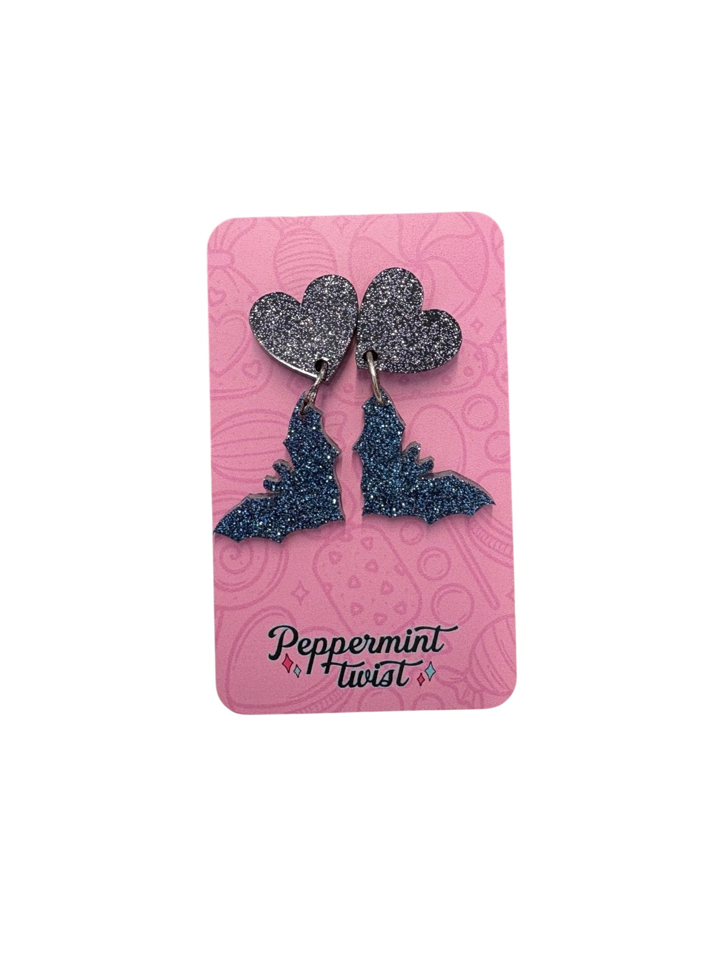 HEART BAT HANGING STUDS (BLUE)