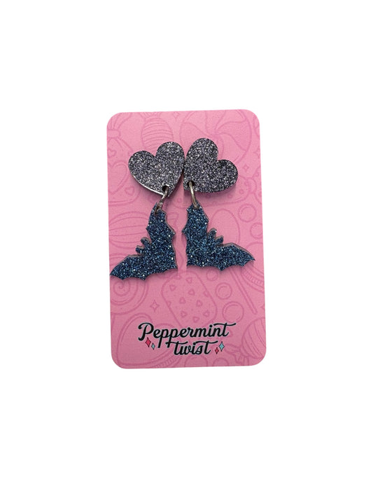 HEART BAT HANGING STUDS (BLUE)