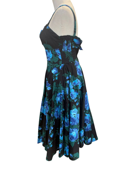 RETROSPECTD BLUE & GREEN ROSE DRESS | 4