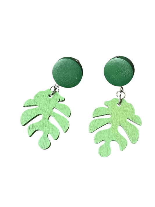 GREEN MONSTERA EARRINGS