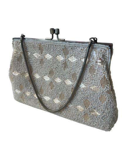 WHITE SEED BEAD BAG
