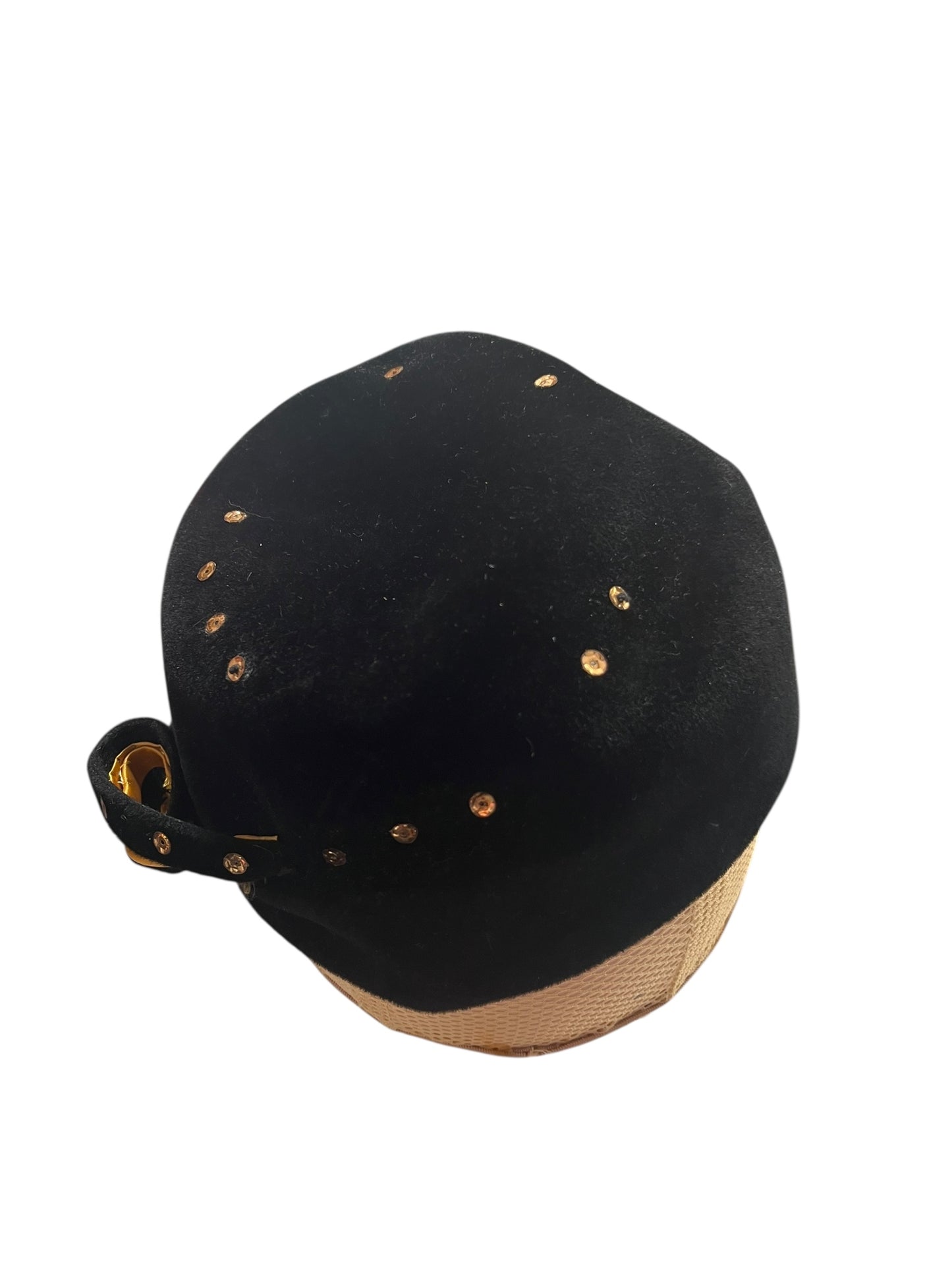 BLACK & GOLD VELVET HAT