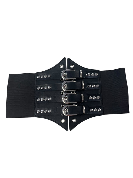 BLACK BUCKLED WAIST BELT 8/10