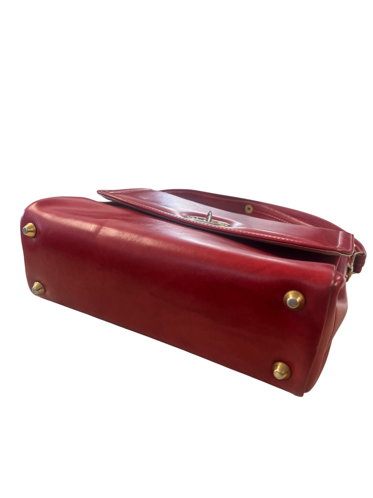 LARGE RED VINYL SHOULDER BAG
