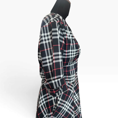 UNIQUE VINTAGE TARTAN DRESS | L/14