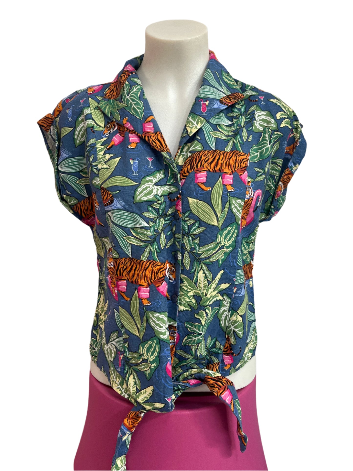 REVIVAL FLAMINGO & TIGER SHIRT SZ 12