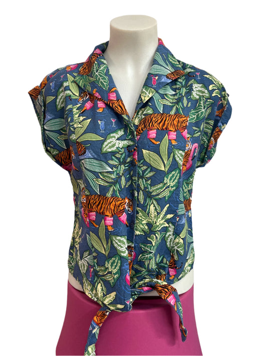 REVIVAL FLAMINGO & TIGER SHIRT SZ 12