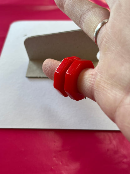 RED BAKELITE EARRINGS