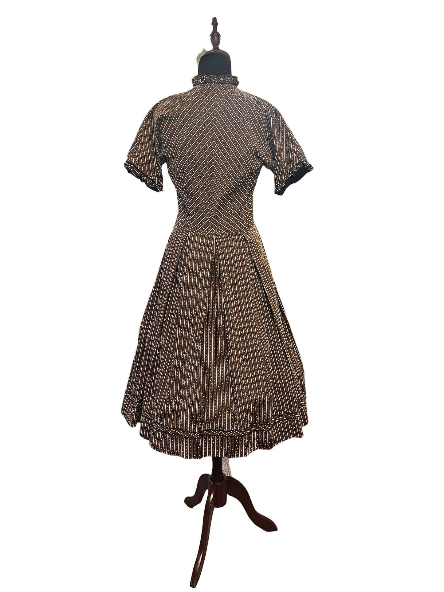 1950s BROWN & CREAM DRESS | 6