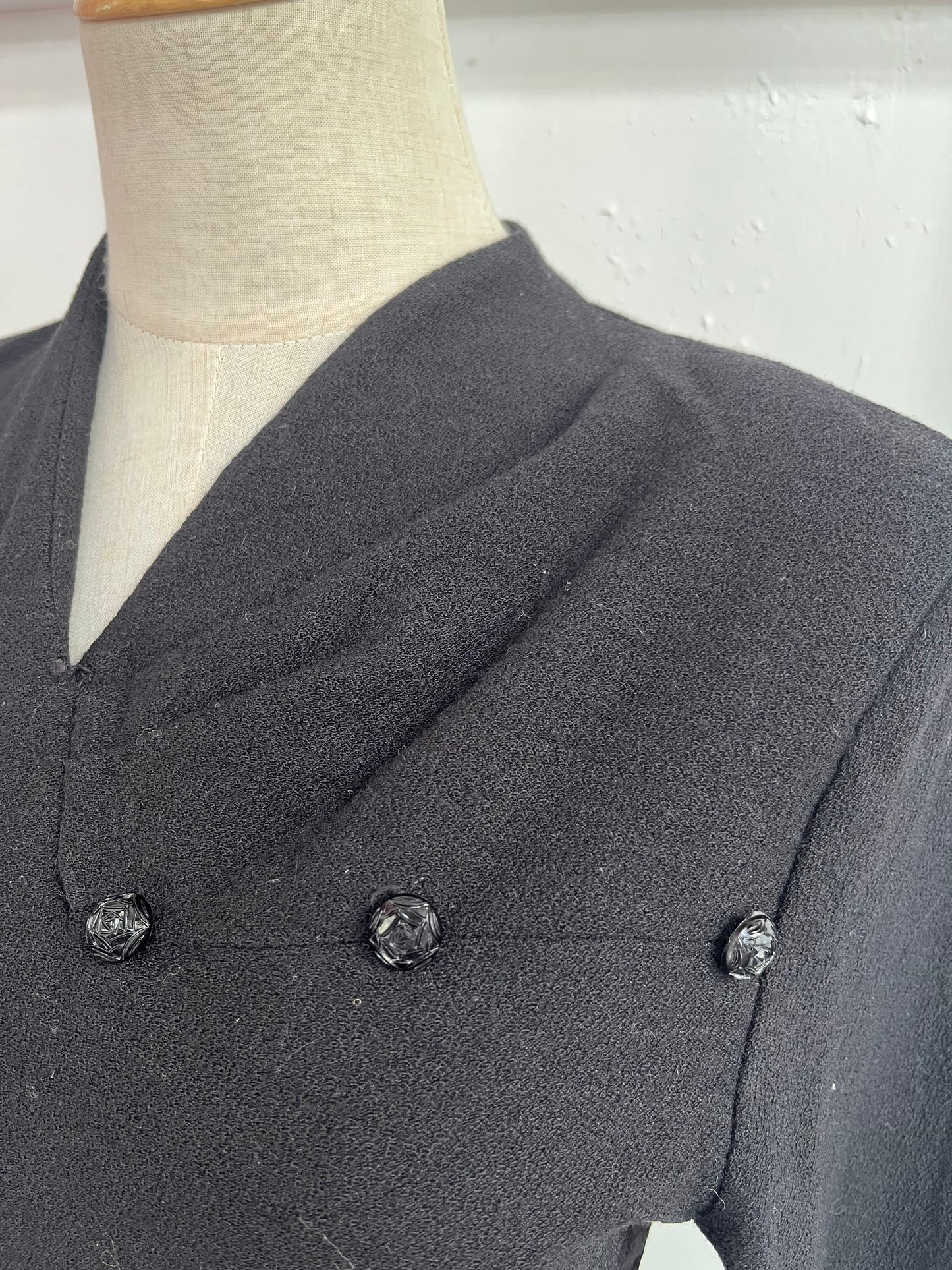 BLACK VIRGIN WOOL DRESS SZ 14