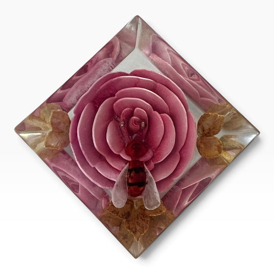 PINK ROSE LUCITE BROOCH