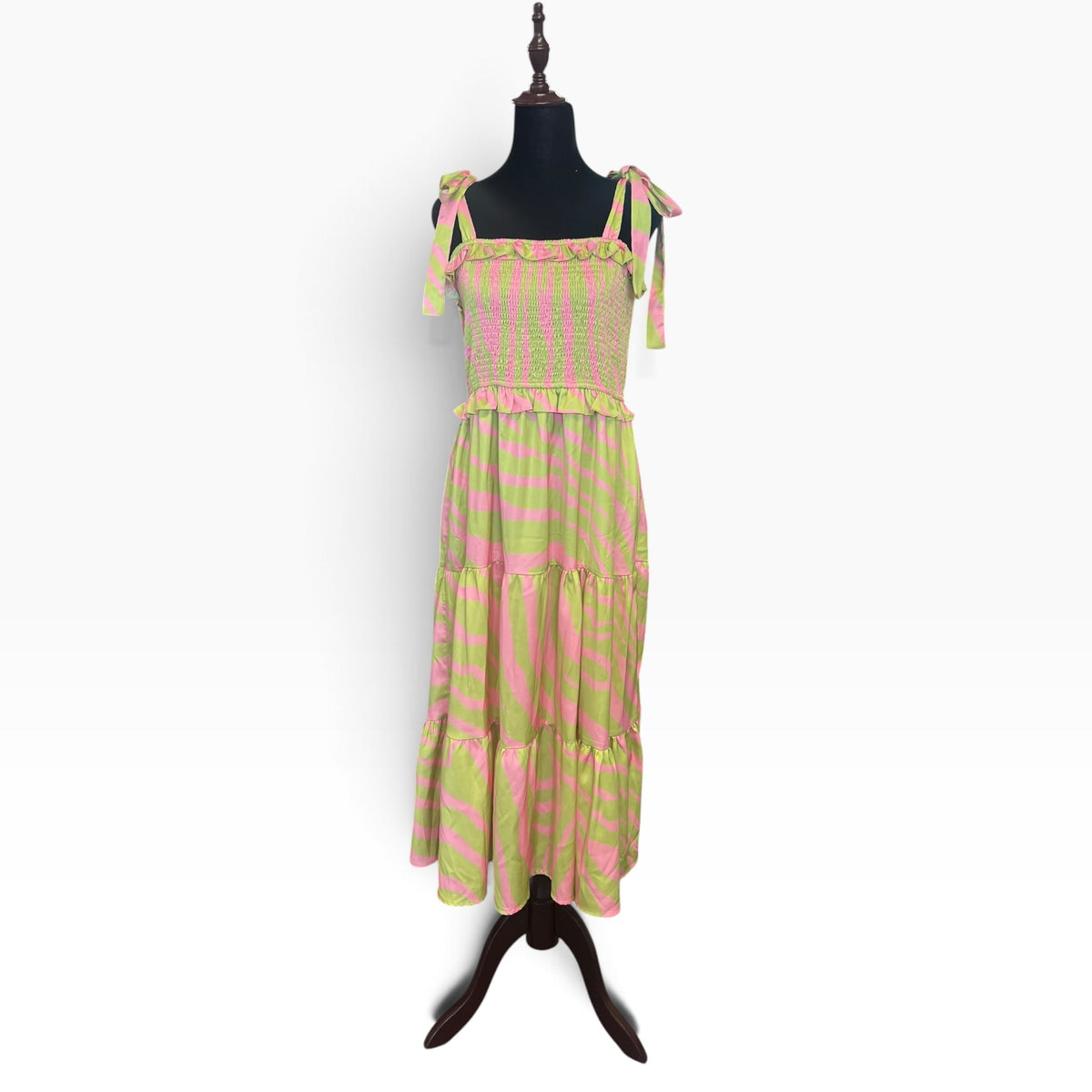 YH & CO. PINK & GREEN SWIRL DRESS |14
