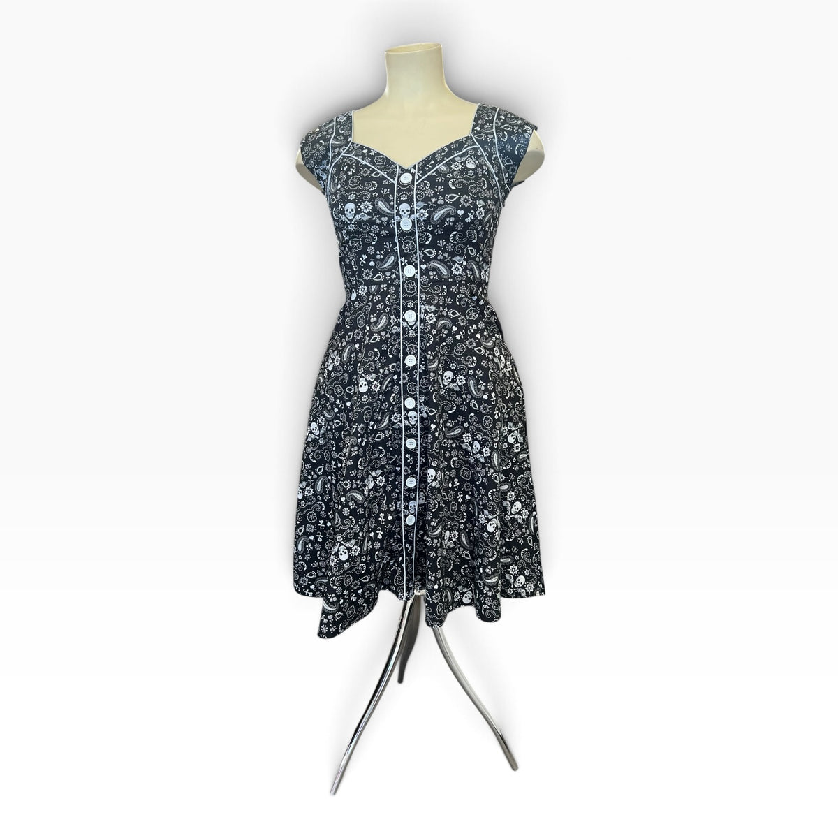 HELL BUNNY SKULL PAISLEY DRESS | L