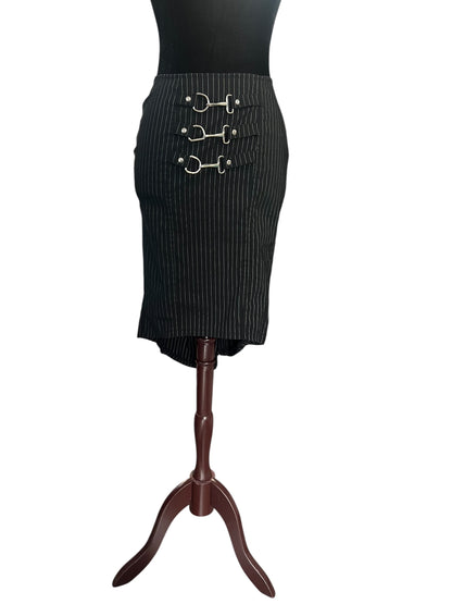 LIP SERVICE PINSTRIPE BUCKLE SKIRT | S