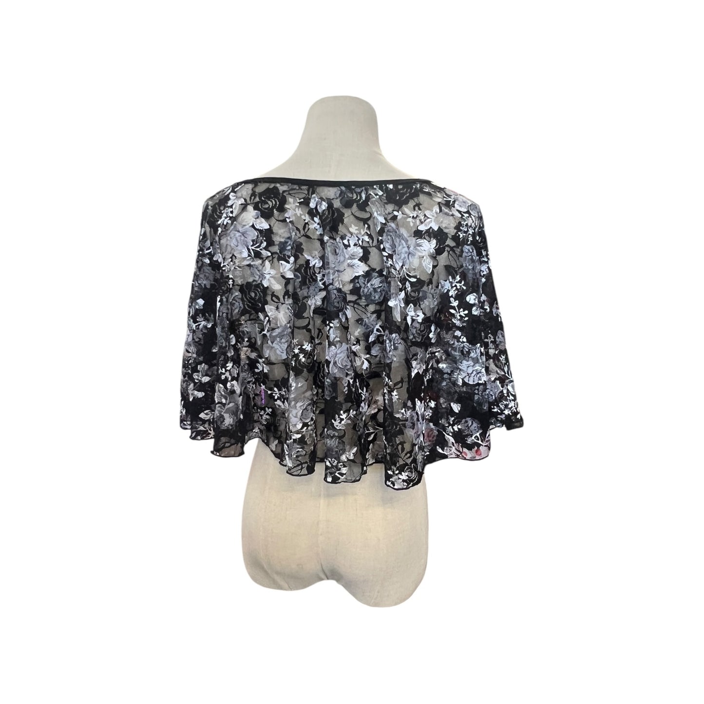 BLACK & GREY ROSE LACE SHAWL