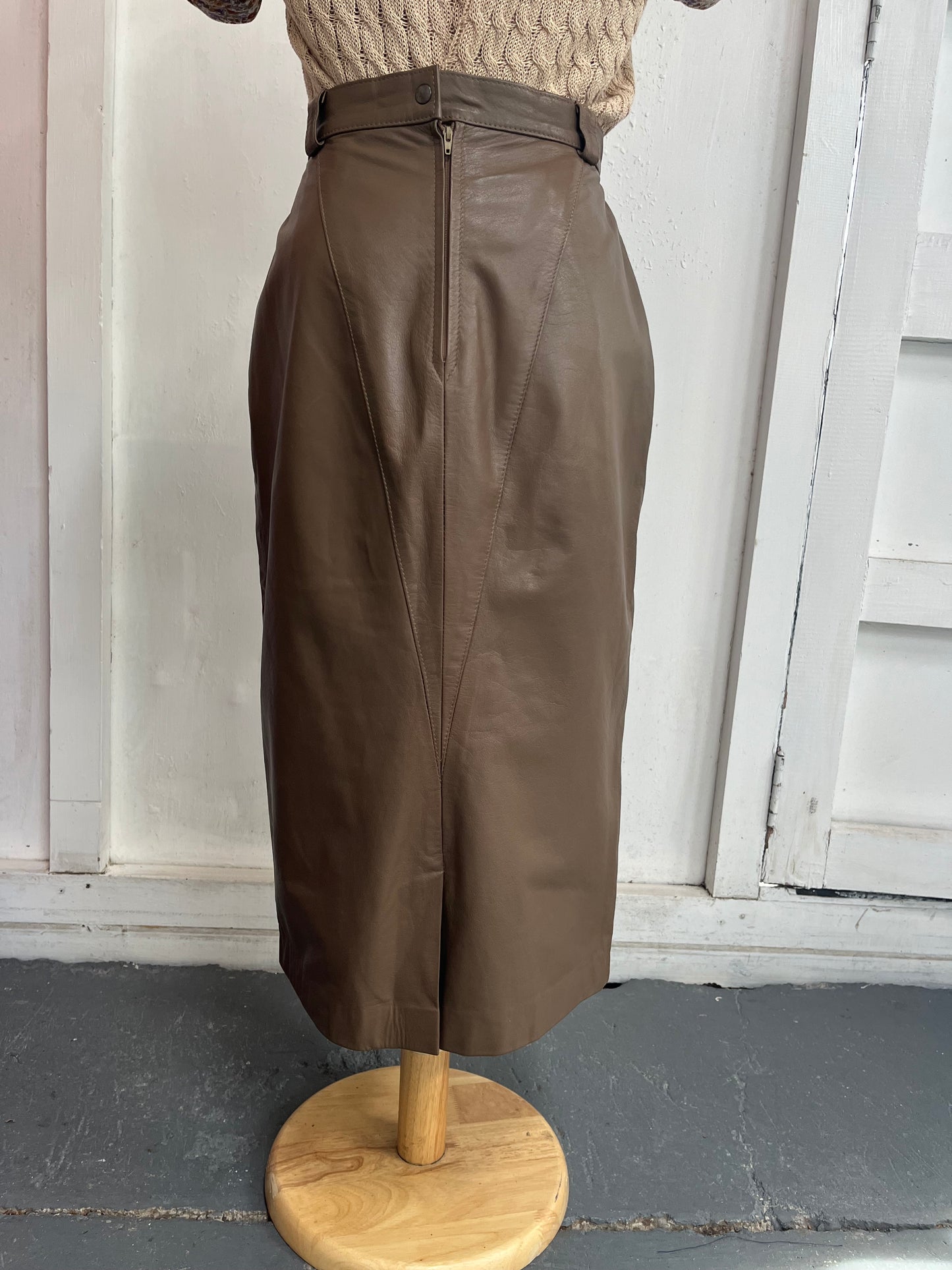 80'S LEATHER SKIRT SZ 8