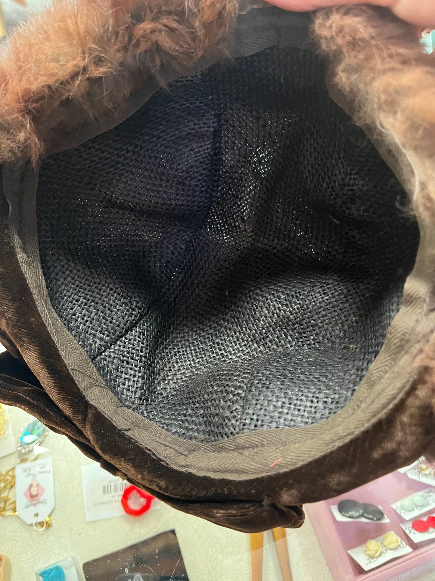 FUR HAT WITH BOW