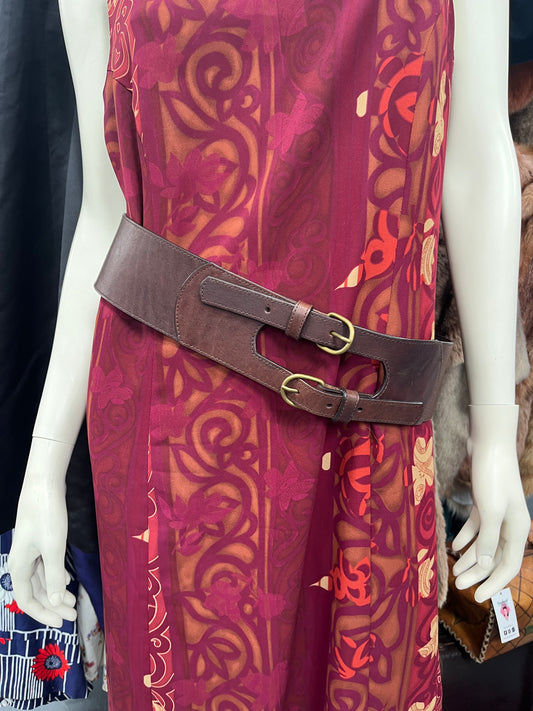 WIDE BROWN LEATHER BELT L/XL