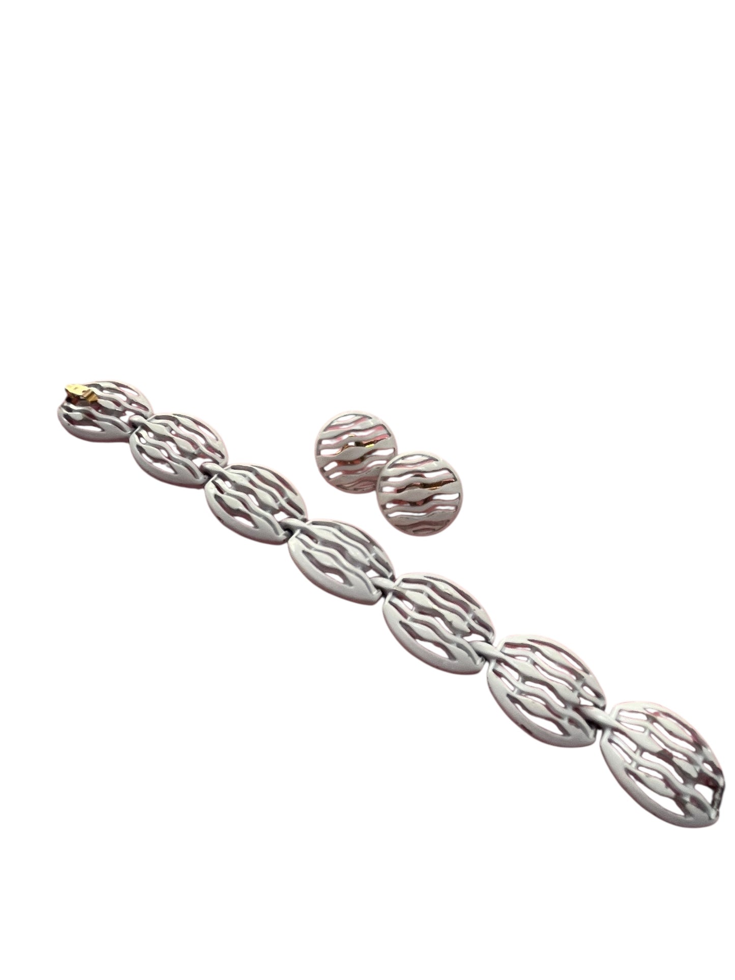 TRIFARI WHITE CLIP ONS & BRACELET