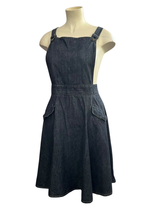 GREY DENIM PINAFORE DRESS | 2X