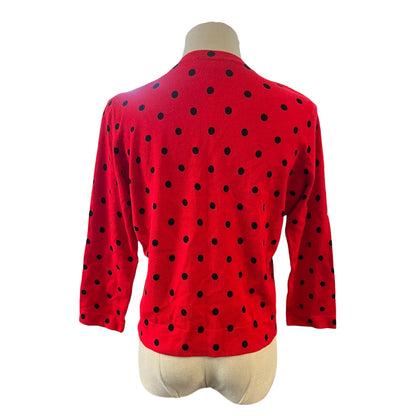 JACQUI E RED POLKADOT CARDIGAN | S
