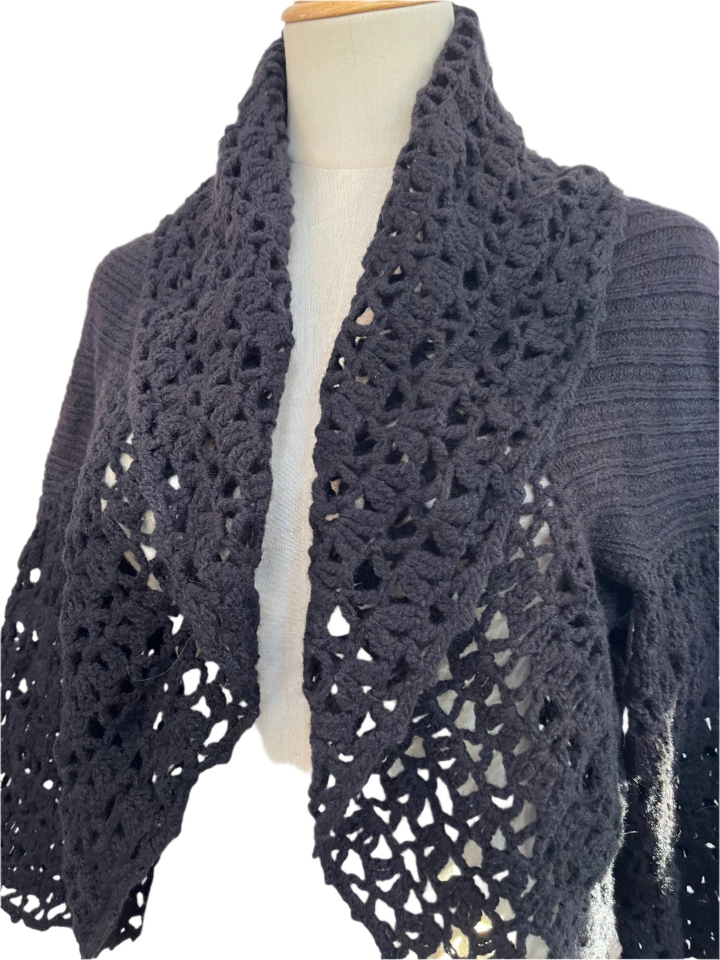 WOOL CROCHET CARDIGAN SZ 12