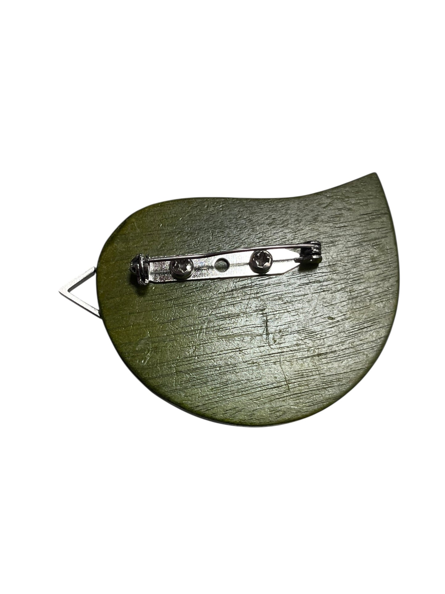 WOOD BIRD BROOCH