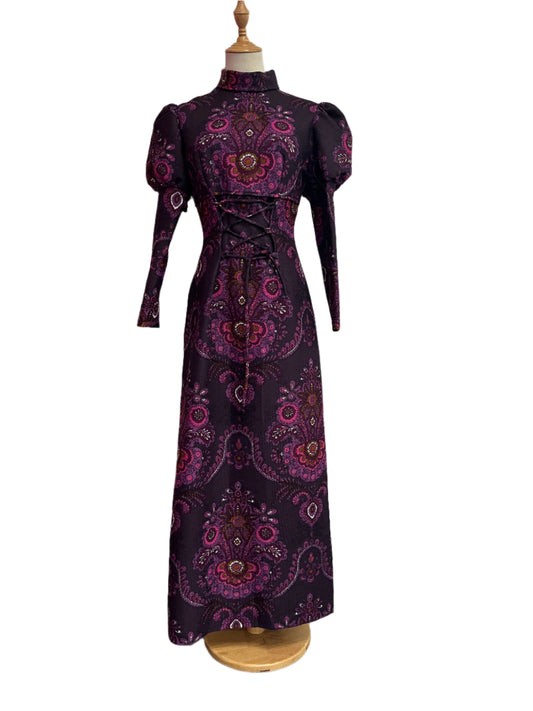 PURPLE PAISLEY 70S DRESS SZ 10