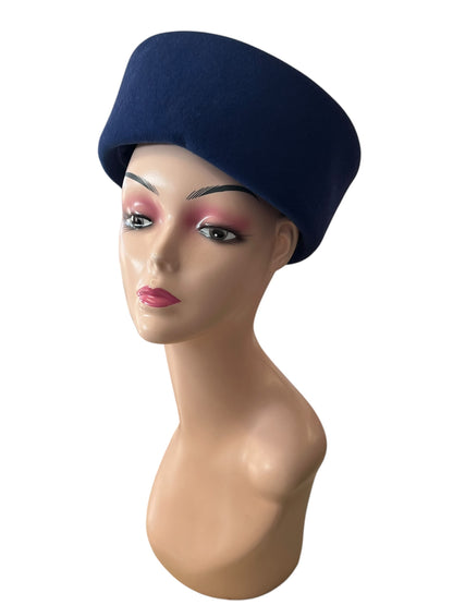 PIERRE CARDIN BLUE PILLBOX HAT