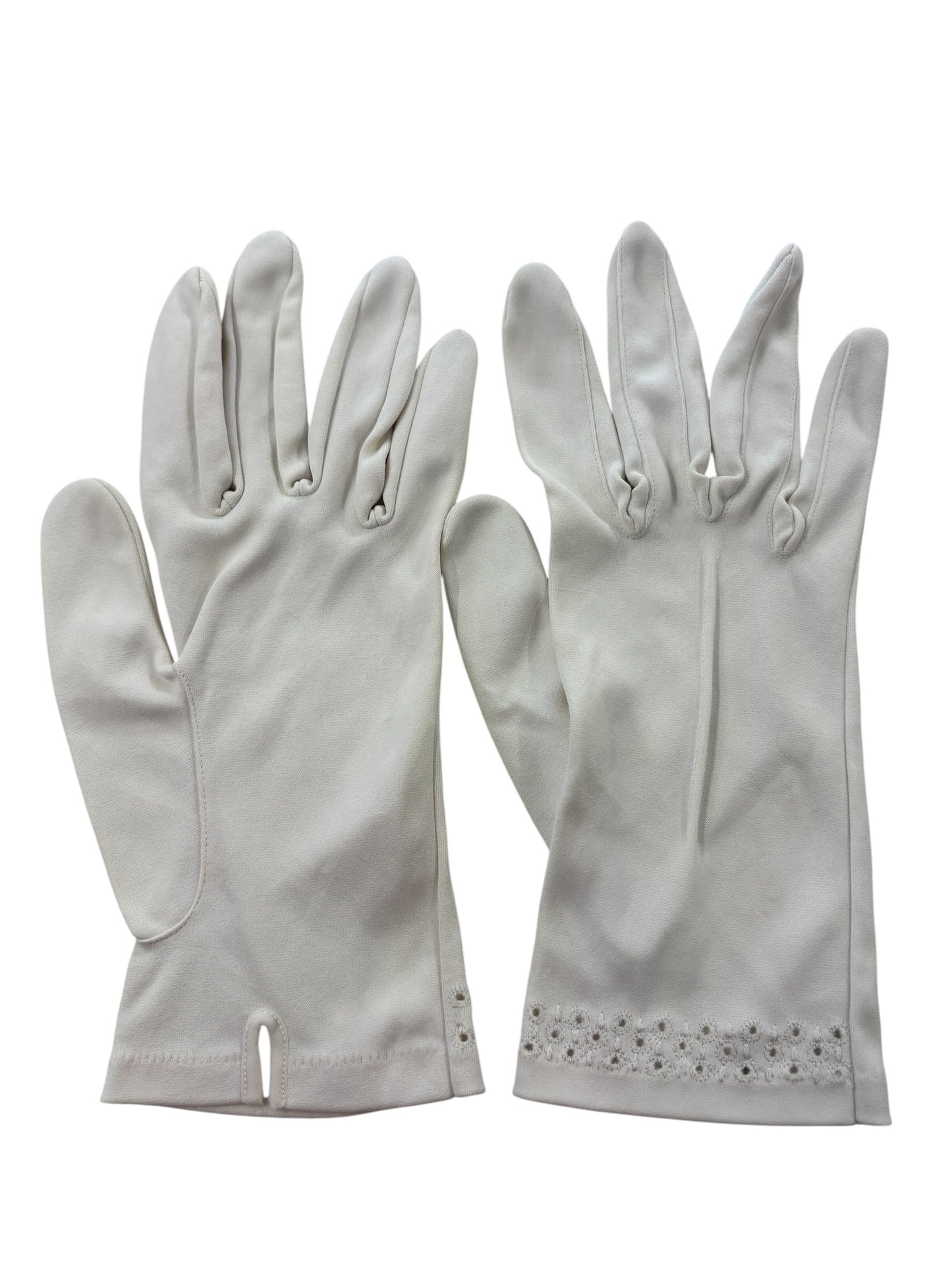 WHITE EMRBROIDERED GLOVES