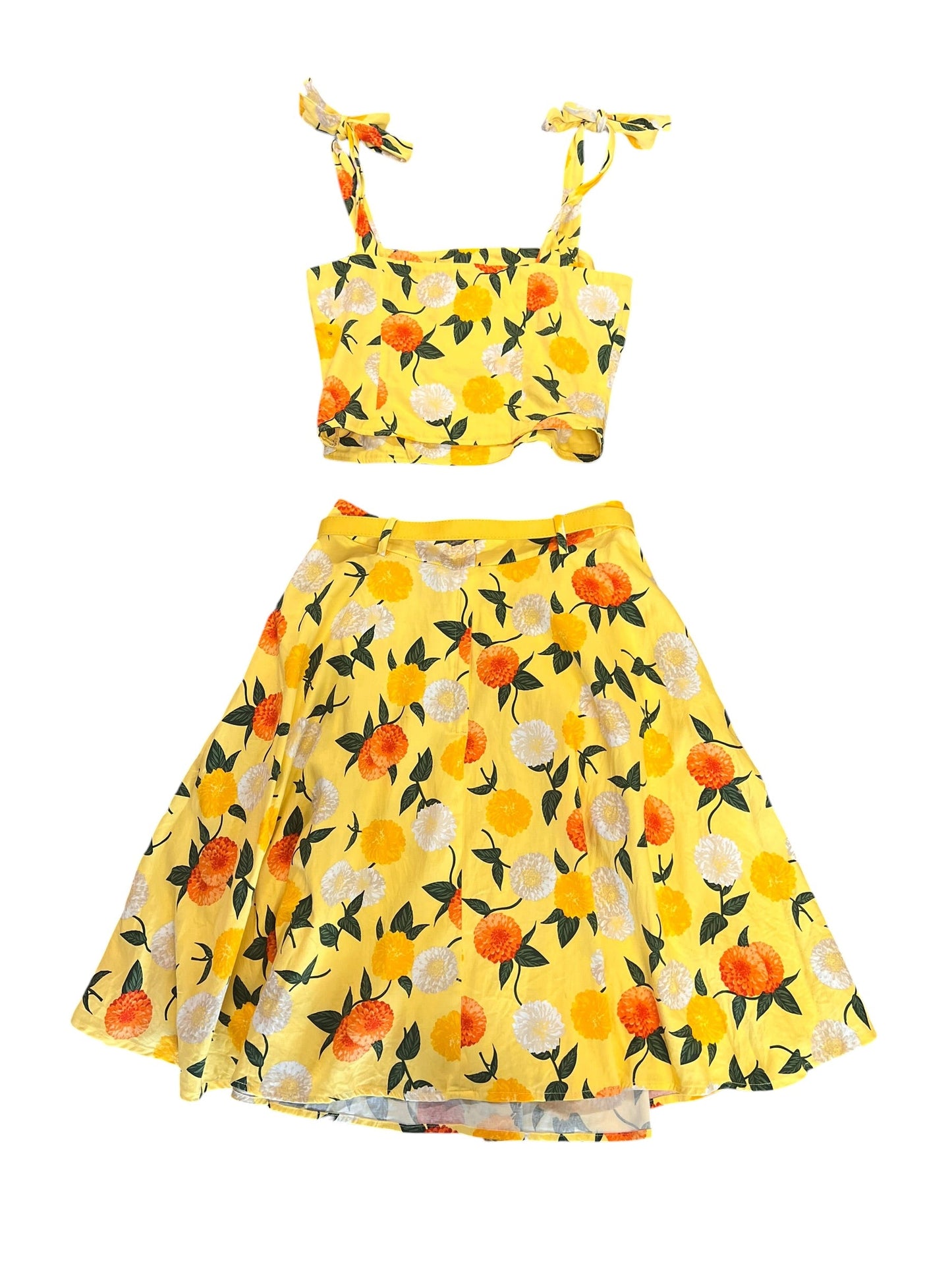 COLLECTIF YELLOW HYDRANGEA TWO PIECE DRESS | 14