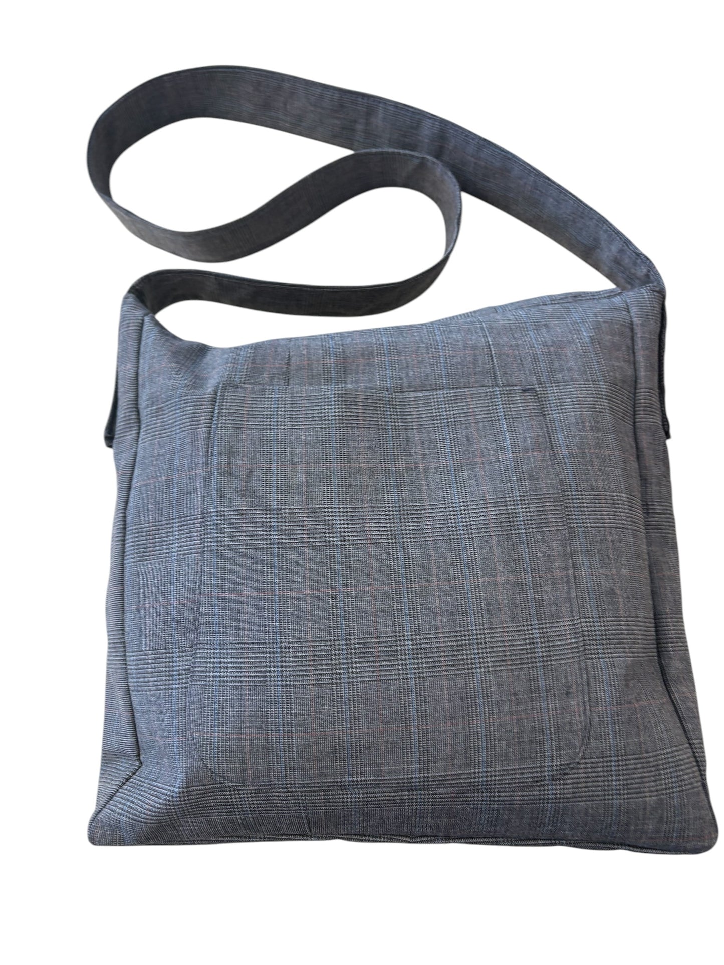 BLUE GREY RECYCLED SUIT JACKET SATCHEL