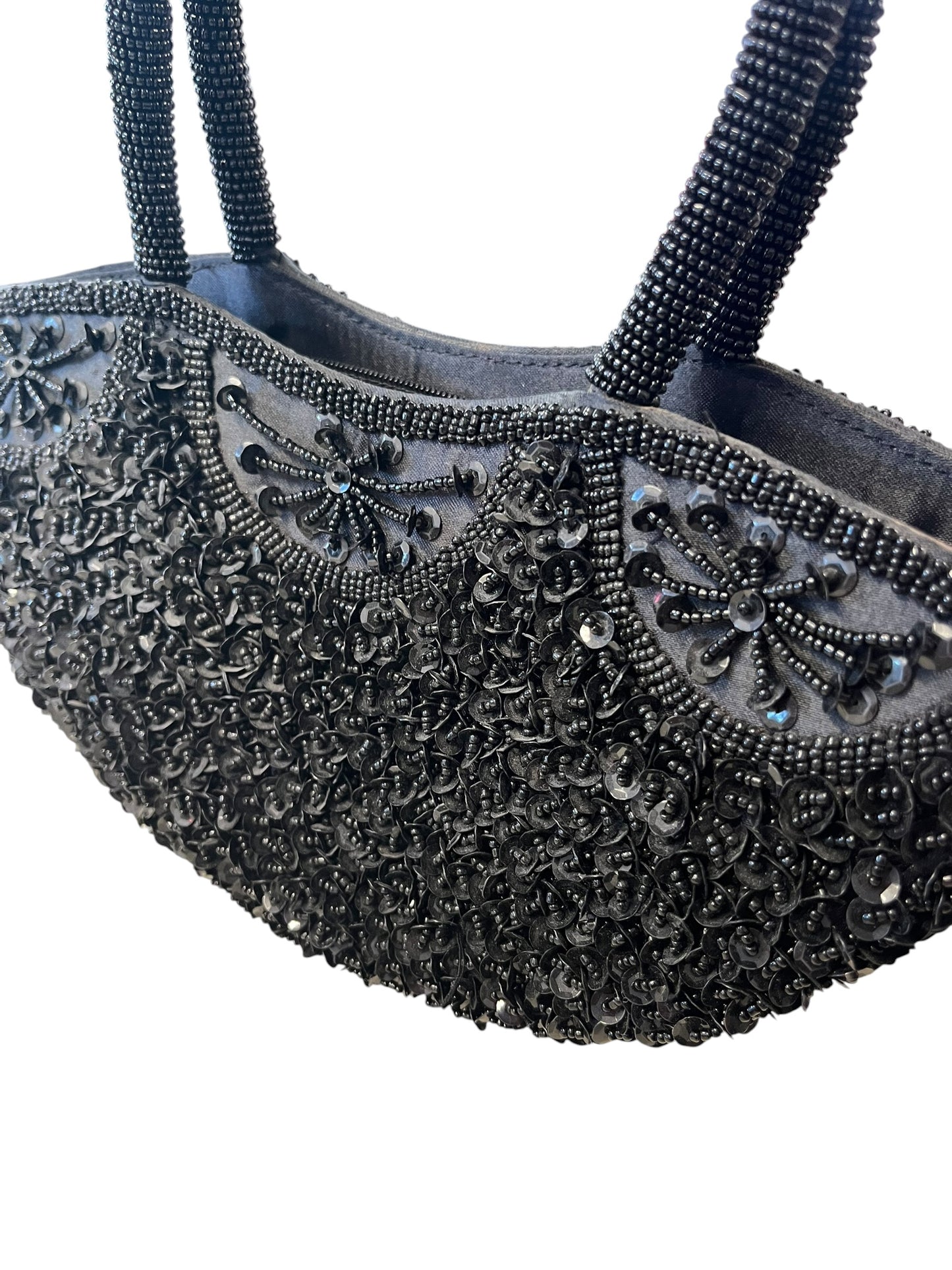 BLACK BEADED & SEQUIN BAG