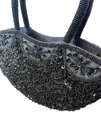 BLACK BEADED & SEQUIN BAG